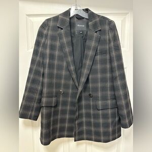 Madewell Caldwell Double-Breasted Blazer in Seaton Plaid.